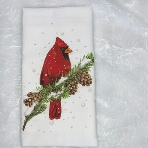 Flour Sack Towel winter cardinals NWOT 30”x30”